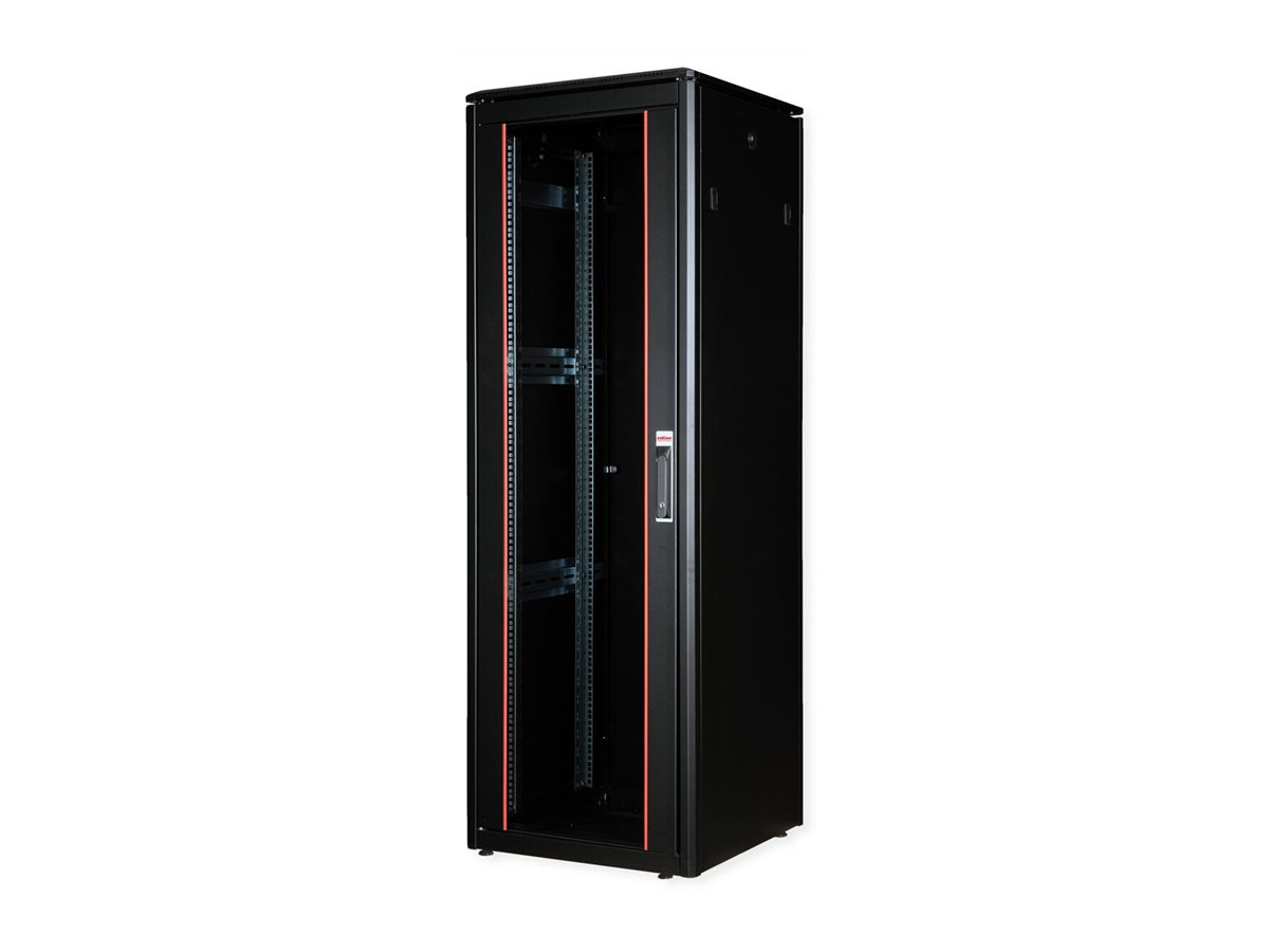 ROLINE Pro - Schrank Netzwerkschrank - mit Glastür, 600 x 600 mm (B x T)RAL 9005 - Jet Black - 36U - 48.3 cm (19")