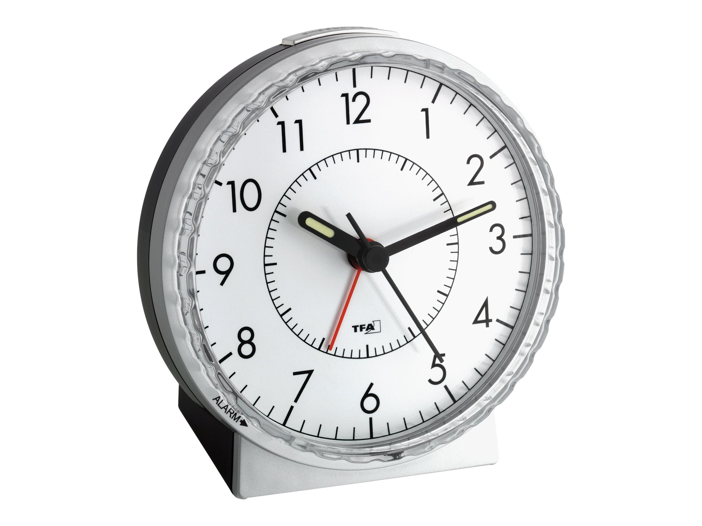 TFA Wecker - rund - Quarz - SchreibtischSilver/Black