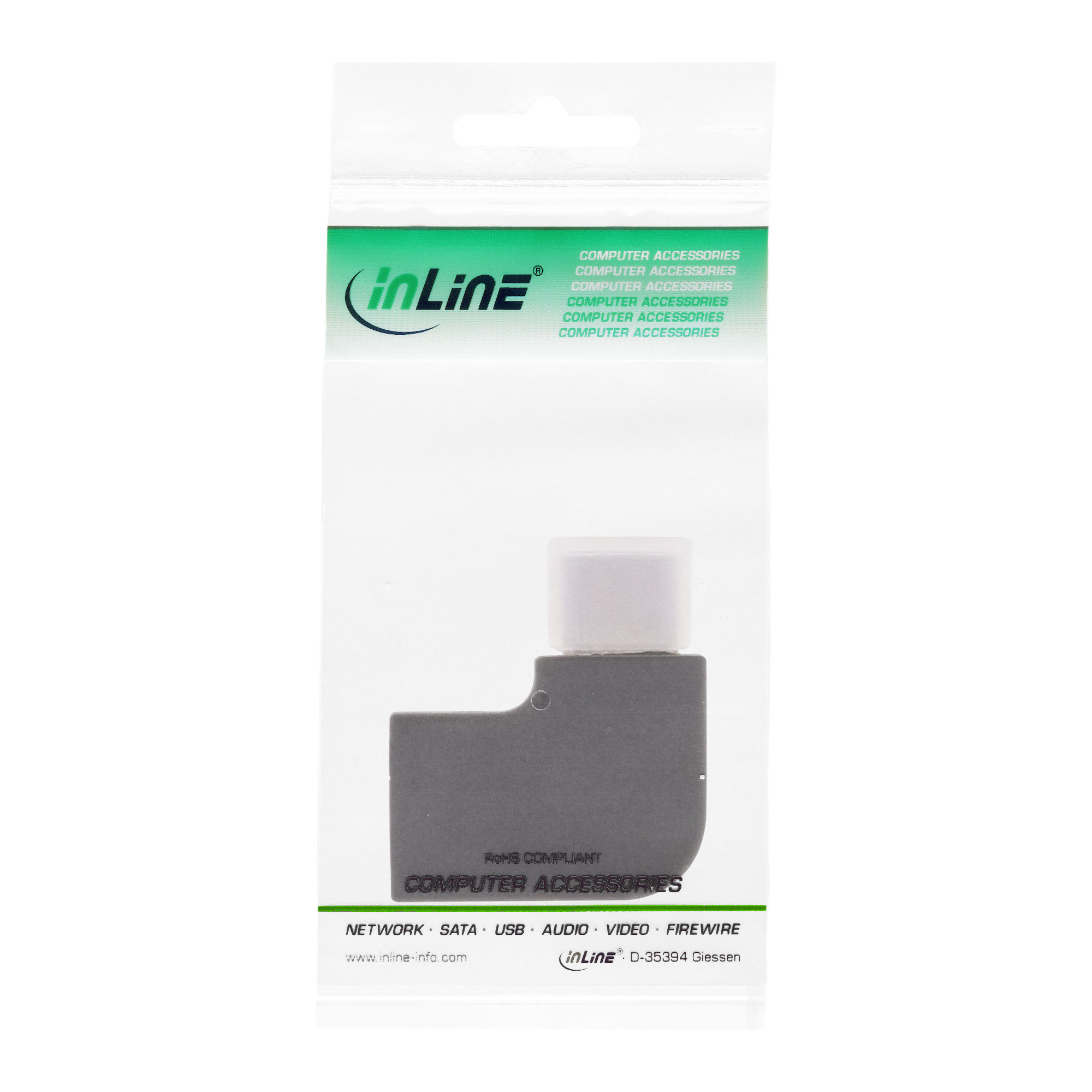 InLine USB 3.2 Gen.2 Adapter - USB-C Stecker an C Buchse - gewinkeltgewinkelt - USB 3.1 Gen 2 - USB Power Delivery (3A - 60W) - Schwarz