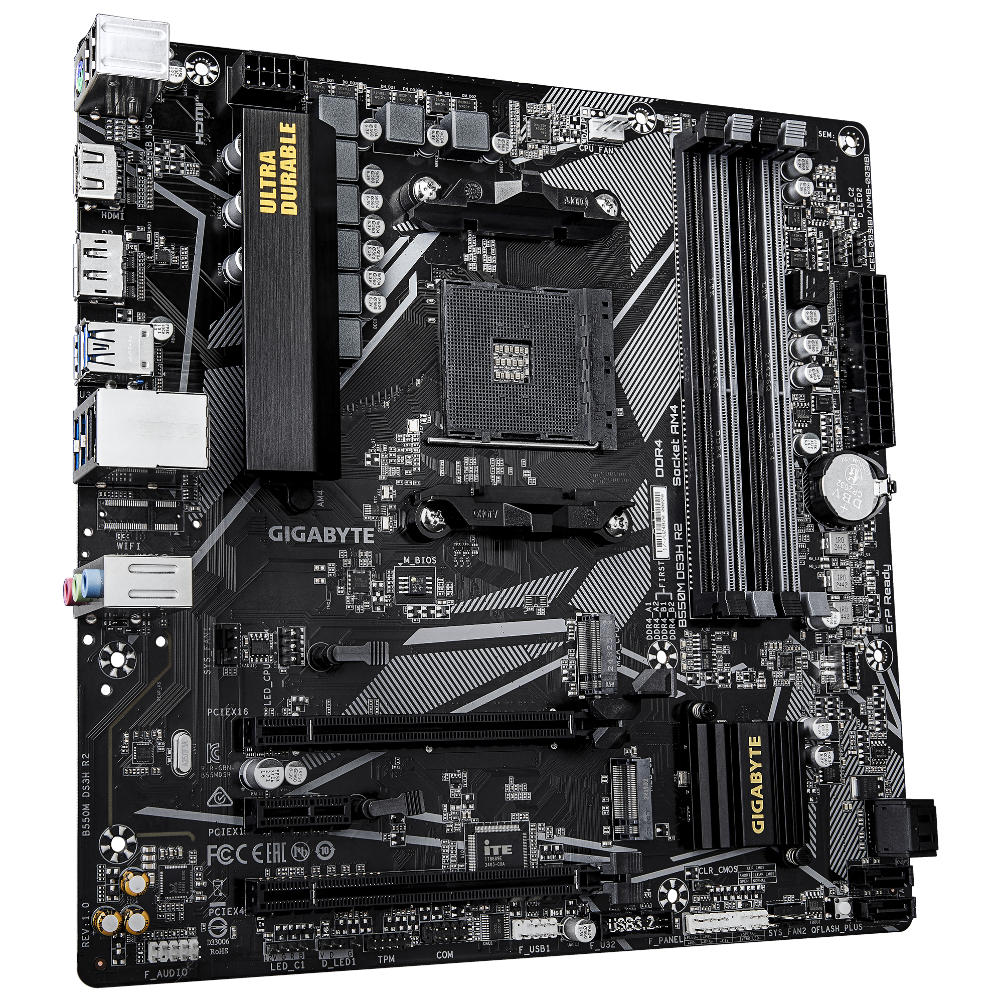 Gigabyte B550M DS3H R2 - Motherboard - micro ATX - Socket AM4 - AMD B550 Chipsatz - USB 3.2 Gen 1 - Gigabit LAN - Onboard-Grafik (CPU erforderlich)HD Audio (8-Kanal)
