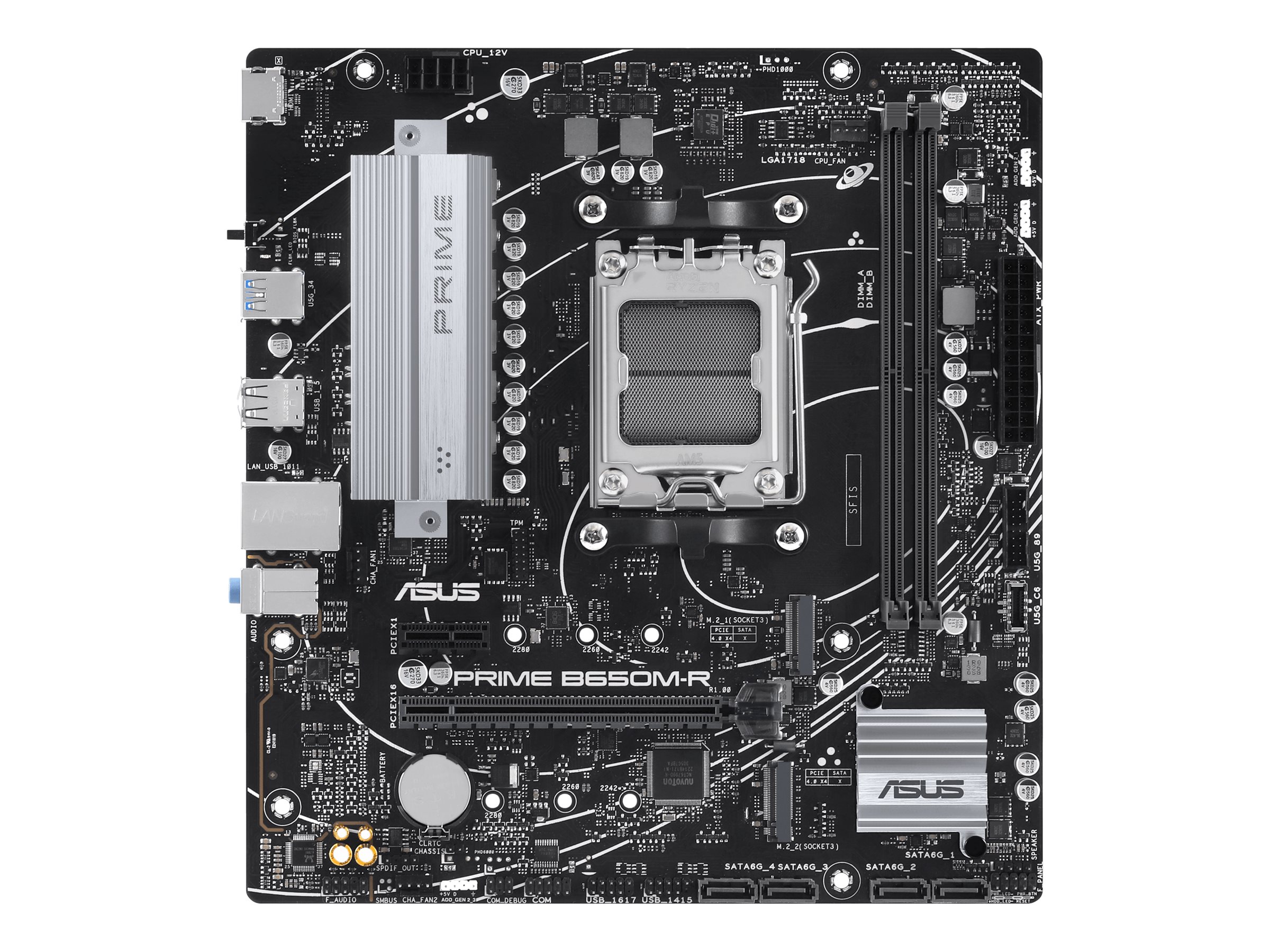 ASUS PRIME B650M-R - Motherboard - micro ATX - Socket AM5 - AMD B650 Chipsatz - USB 3.2 Gen 1, USB-C 3.2 Gen 1 - 2.5 Gigabit LAN - Onboard-Grafik (CPU erforderlich)HD Audio (8-Kanal)