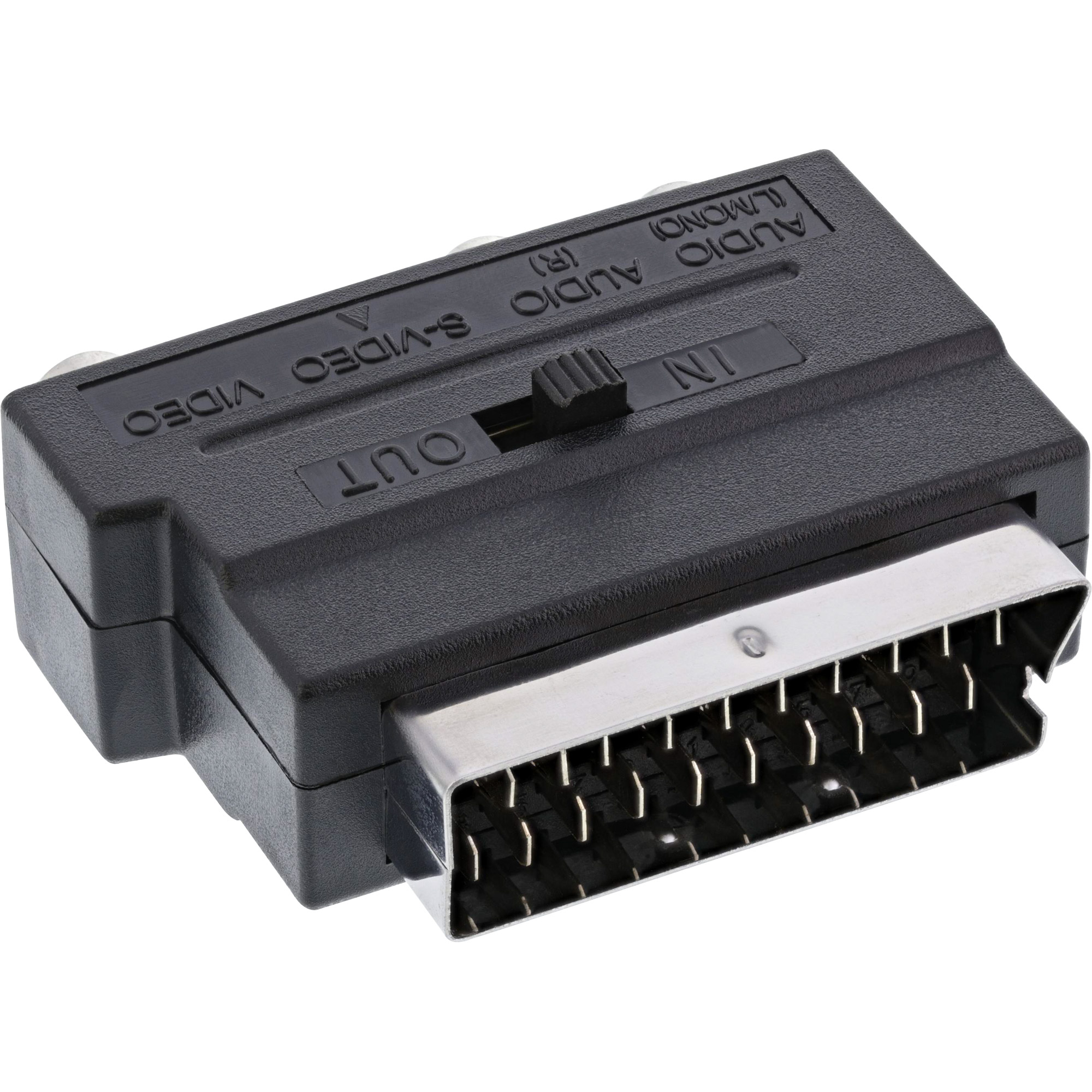 InLine Scart Adapter - Scart (in/out) an 3x Cinch Buchse und 1x S-VHS Buchsemännlich zu 4-poliger mini-DIN - RCA x 3 weiblich - abgeschirmt - Schwarz