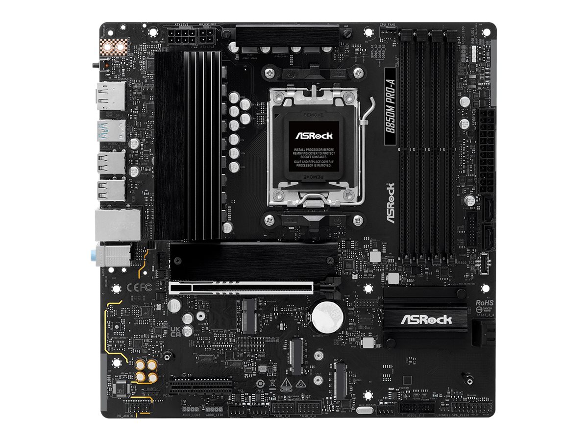 ASRock B850M Pro-A, AMD, Sockel AM5, AMD Ryzen 7000 Series, AMD Ryzen 8000 Series, AMD Ryzen 9000 Series, Sockel AM5, DDR5-SDRAM, 256 GBATX - 256 GB - DDR5 - DIMM - RAID Level: 0 - 1 - 10 - SATA 6 GB/