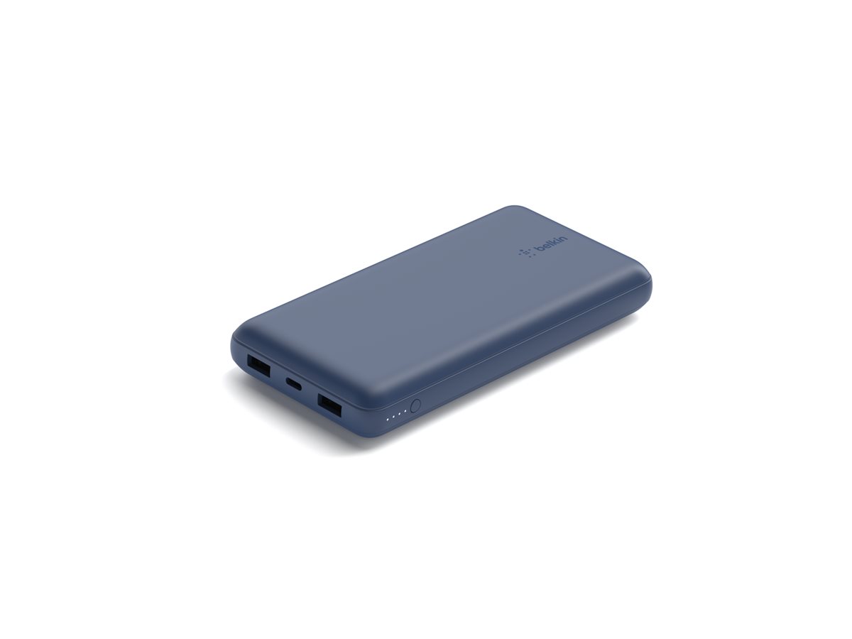 Belkin BoostCharge - Powerbank - 20000 mAh - 15 Watt - 3 Ausgabeanschlussstellen (USB, USB-C)auf Kabel: USB-C - Blau
