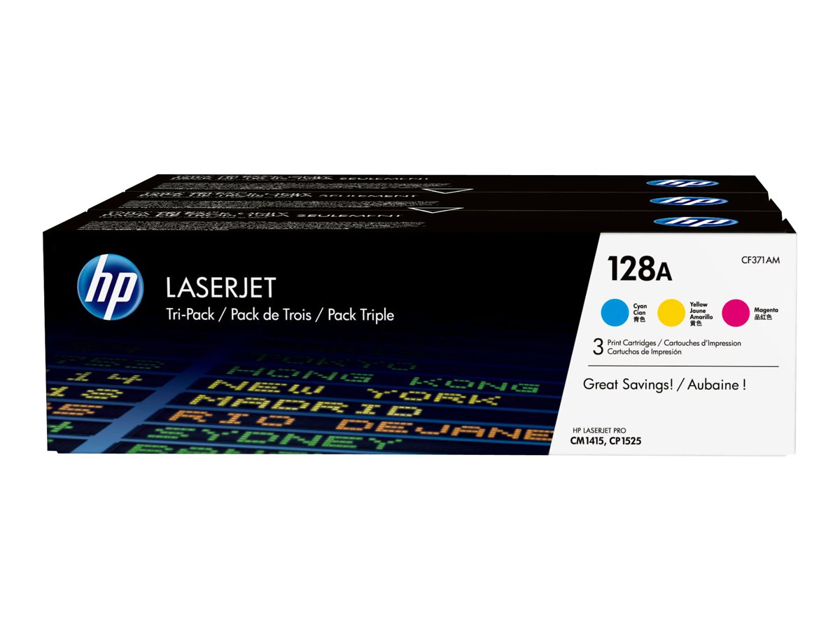 HP 128A - 3er-Pack - Gelb, Cyan, Magenta - original - LaserJet - Tonerpatrone (CF371AM)für Color LaserJet Pro CP1525n - CP1525nw; LaserJet Pro CM1415fn - CM1415fnw