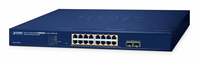 Planet 16-Port 10/100/1000T 802.3at PoE + 2-Port 1000X SFP Web Smart Ethernet Switch (240W PoE Budget, 802.1Q VLAN, Link Aggregation, IGMP, Managed, L2, Gigabit Ethernet (10/100/1000), Vollduplex, Pow