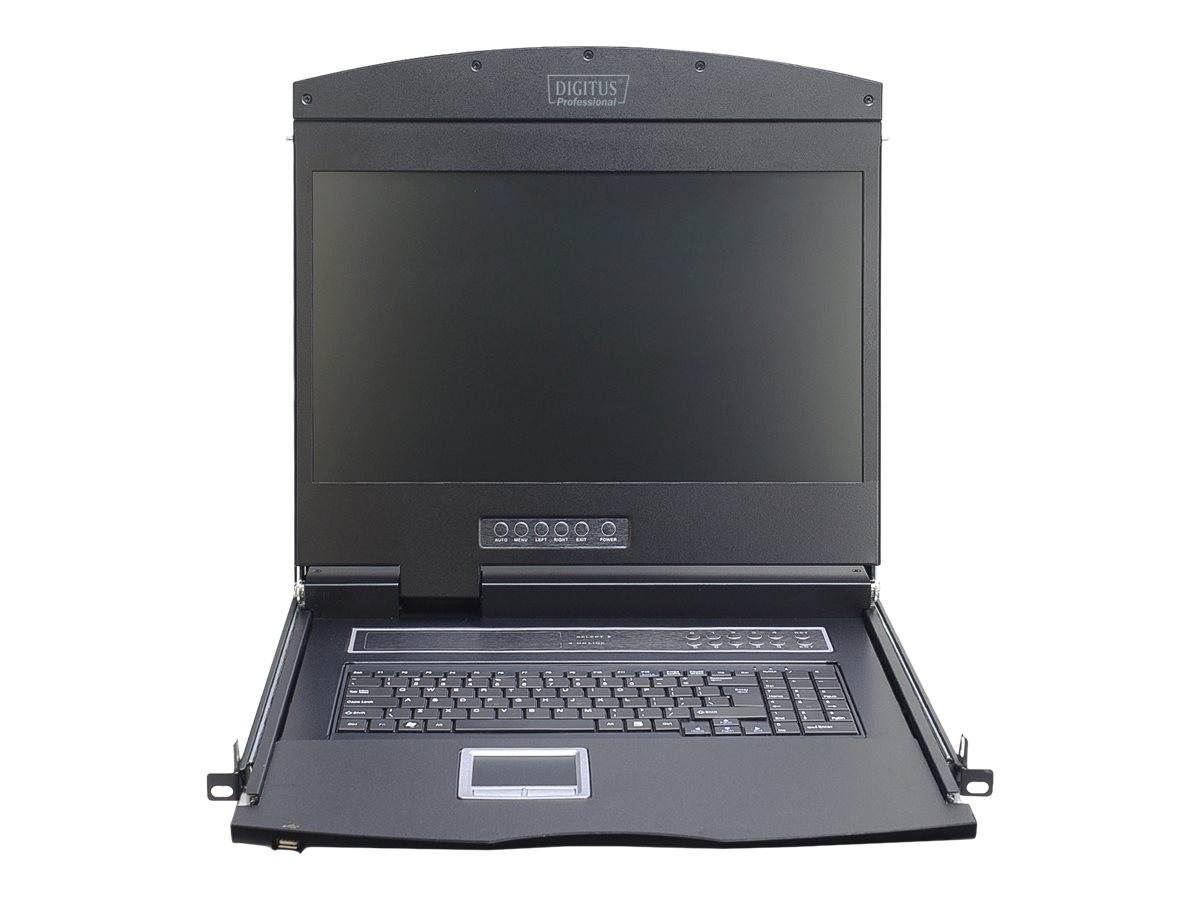 DIGITUS 19" LCD KVM-Konsole, 16-Port CAT 5, US-Tastatur