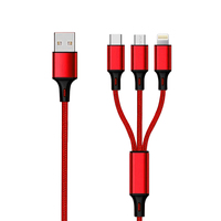 2GO 797150, 1,5 m, USB B, USB C/Micro-USB B/Lightning, Rot