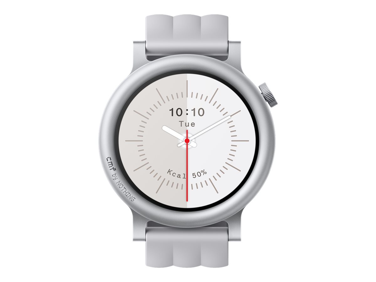 Nothing CMF Watch 3 Pro - Metall - intelligente Uhr mit Riemen - flüssiges Silikon - Handgelenkgröße: up to 258 mm - Anzeige 3.6 cm (1.43")Bluetooth - 51 g - Hellgrau
