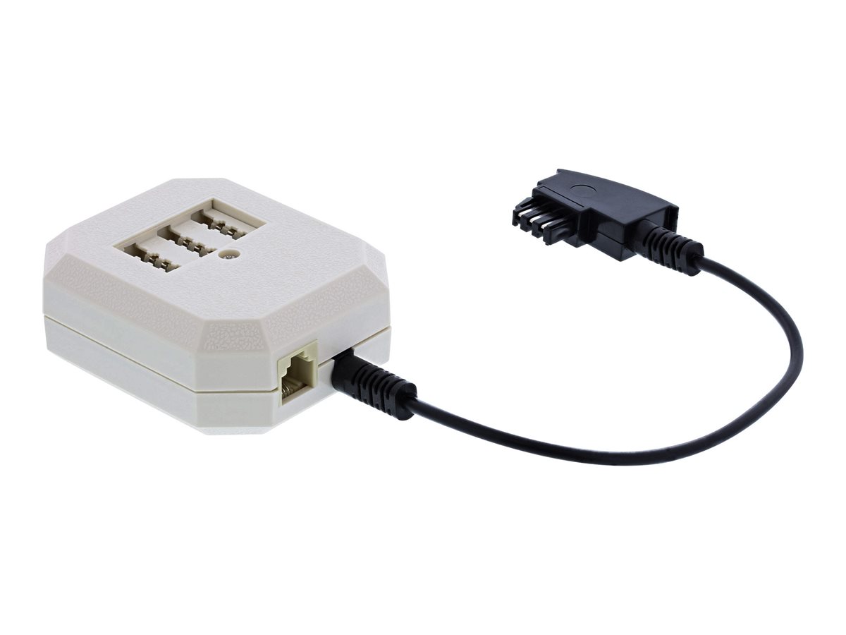 InLine TAE Adapter - TAE-F Stecker an TAE NFF + RJ11 (6P4C) Buchse - 0,2m20 cm - weiß