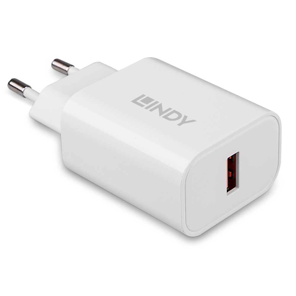 Lindy 73412, Drinnen, Draußen, AC, 12 V, WeißUSB Typ A - 100-240VAC - 50-60Hz 0.6A - 18W - 5V 81.39% - 9V 85% - 12V 85% - Euro-Stecker
