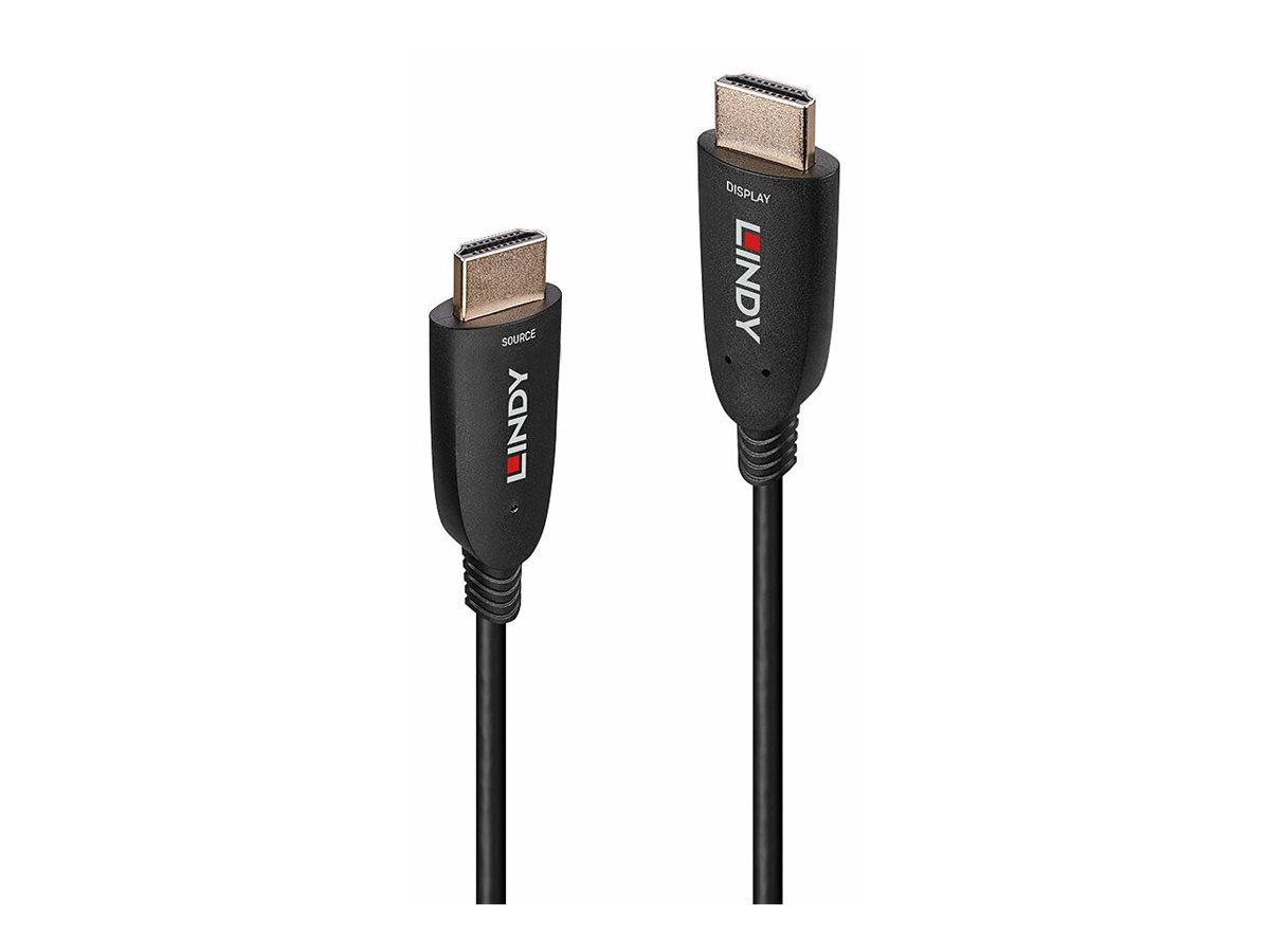 Lindy HDMI-Kabel - HDMI männlich zu HDMI männlich - 30 m - Glasfaser - Schwarz - unterstützt 8K 60 Hz (7680 x 4320)unterstützt 4K 120 Hz (3840 x 2160) - Hybrid