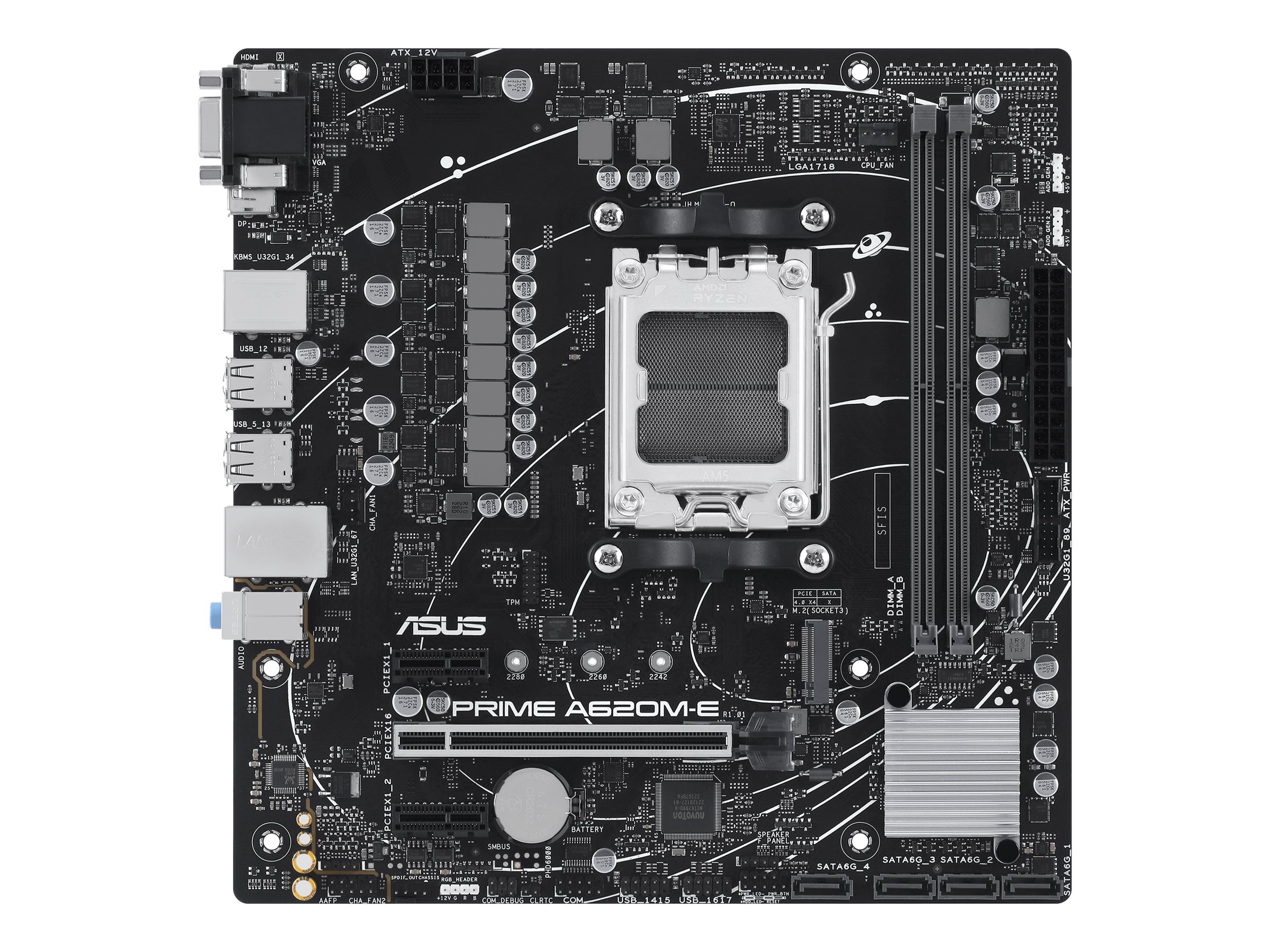 ASUS Prime A620M-E-CSM - Motherboard - micro ATX - Socket AM5 - AMD A620 Chipsatz - Gigabit LAN - Onboard-Grafik (CPU erforderlich)HD Audio (8-Kanal)