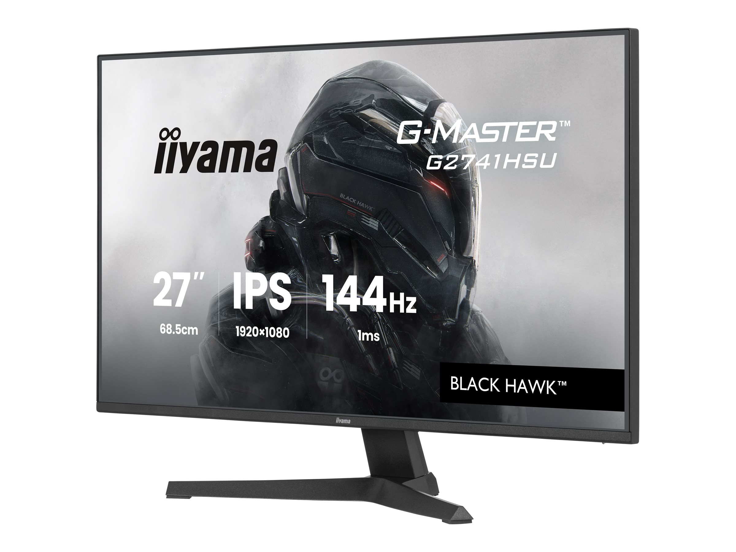 Iiyama G-MASTER Black Hawk G2741HSU-B1 - LED-Monitor - Gaming - 69 cm (27")1920 x 1080 Full HD (1080p) @ 144 Hz - IPS - 350 cd/m² - 1500:1 - 1 ms - HDMI - DisplayPort - Lautsprecher - Schwarz - Matte