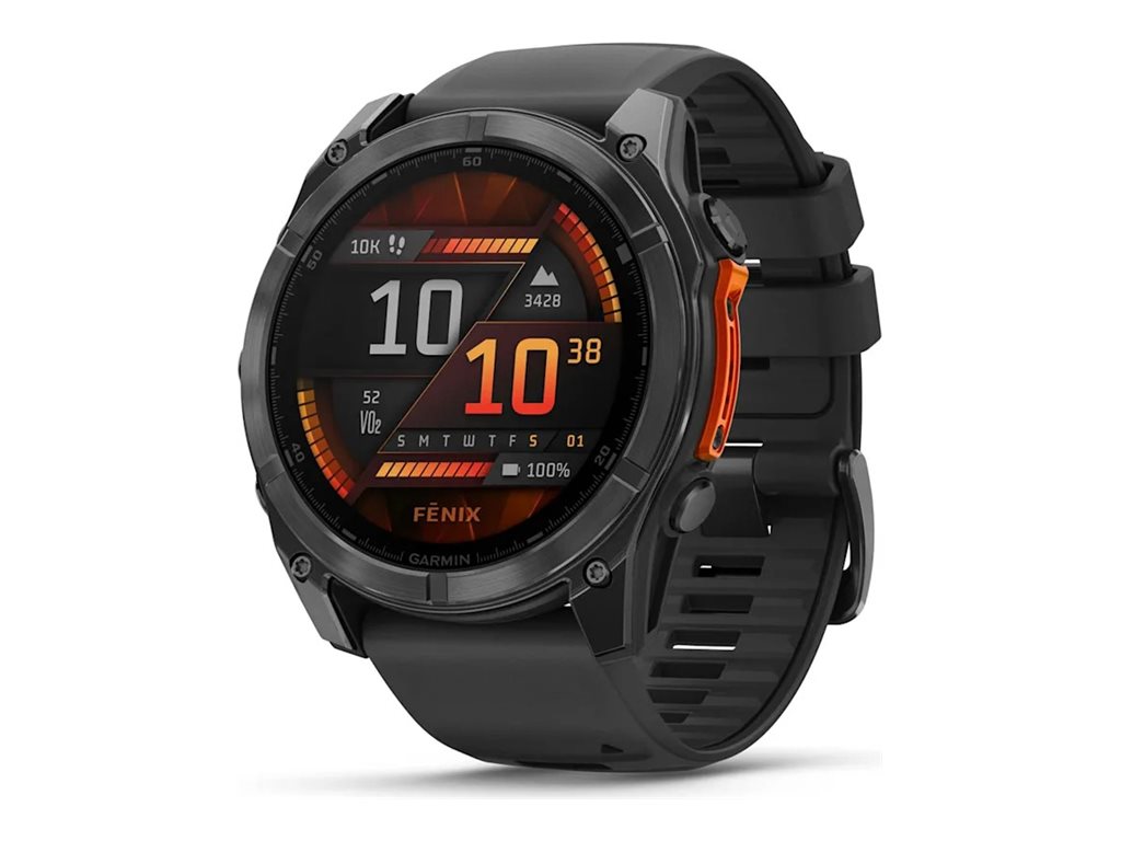 Garmin Fenix 8 - 51 mm - Slate Gray - Sportuhr mit Band - Silikon - schwarz - Handgelenkgröße: 127-210 mm - Anzeige 3.556 cm (1.4")