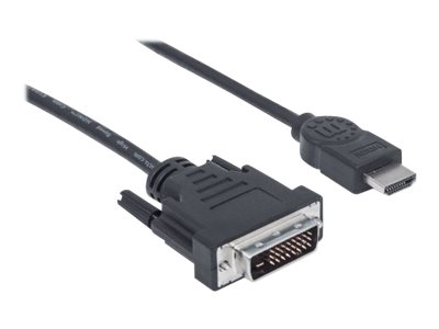 Manhattan HDMI to DVI-D 24+1 Cable, 1.8m, Maleto Male - Black - Dual Link - Compatible with DVD-D -  - Polybag - Adapterkabel - Dual Link - HDMI männlich zu DVI-D männlich - 1.8 m - abgeschirmt - Schw