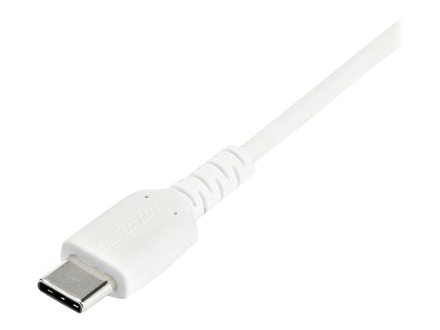 StarTech.com StarTech 1m USB A to USB C Charging Cable, Durable Fast Charge & Sync USB 2.0 to USB Type C Data Cord, Rugged TPE Jacket Aramid Fiber M/M 3A White, Samsung S10, S20, iPad Pro, Pixel - Hea