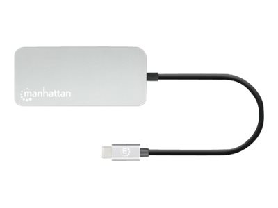 Manhattan USB-C Dock/Hub with Card Reader, Ports (x6):: Ethernet - HDMI - USB-A (x3) and USB-C - With Power Delivery (10W) to USB-C Port (Note additional USB-C wall charger and USB-C cable needed) - C