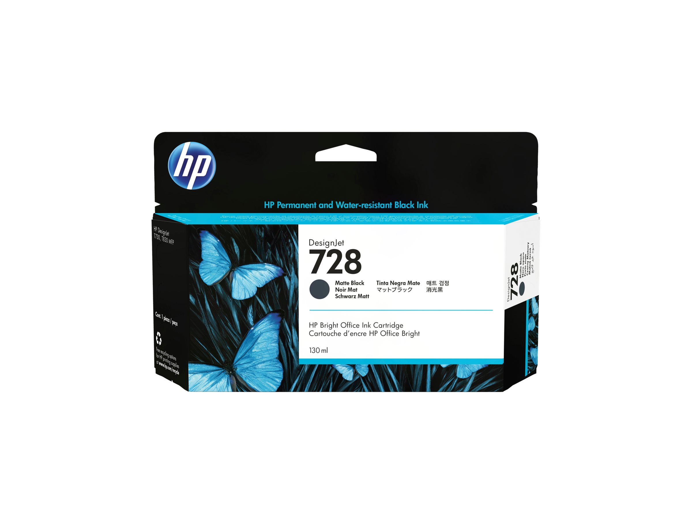 HP 728 - 130 ml - mattschwarz - original - DesignJetTintenpatrone - für DesignJet T730 - T830