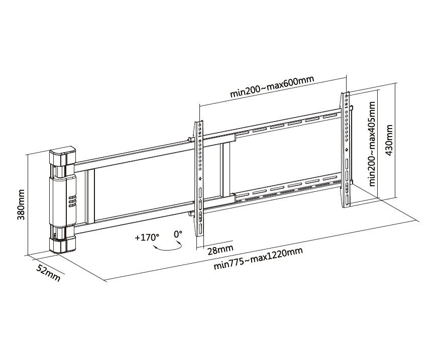 Equip Befestigungskit (Schwenkarm-Wandhalterung) - für LCD-Display - motorisiert - Kunststoff, Metall, Aluminium - Schwarz - Bildschirmgröße: 81.28-190.5 cm (32"-75")Wandmontage