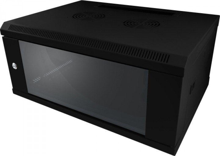 ALLNET ALL-SMC6406SCHWARZ, Wandmontiertes Regal, 6U, 50 kg, Sperrschloss, 16 kg, Schwarz