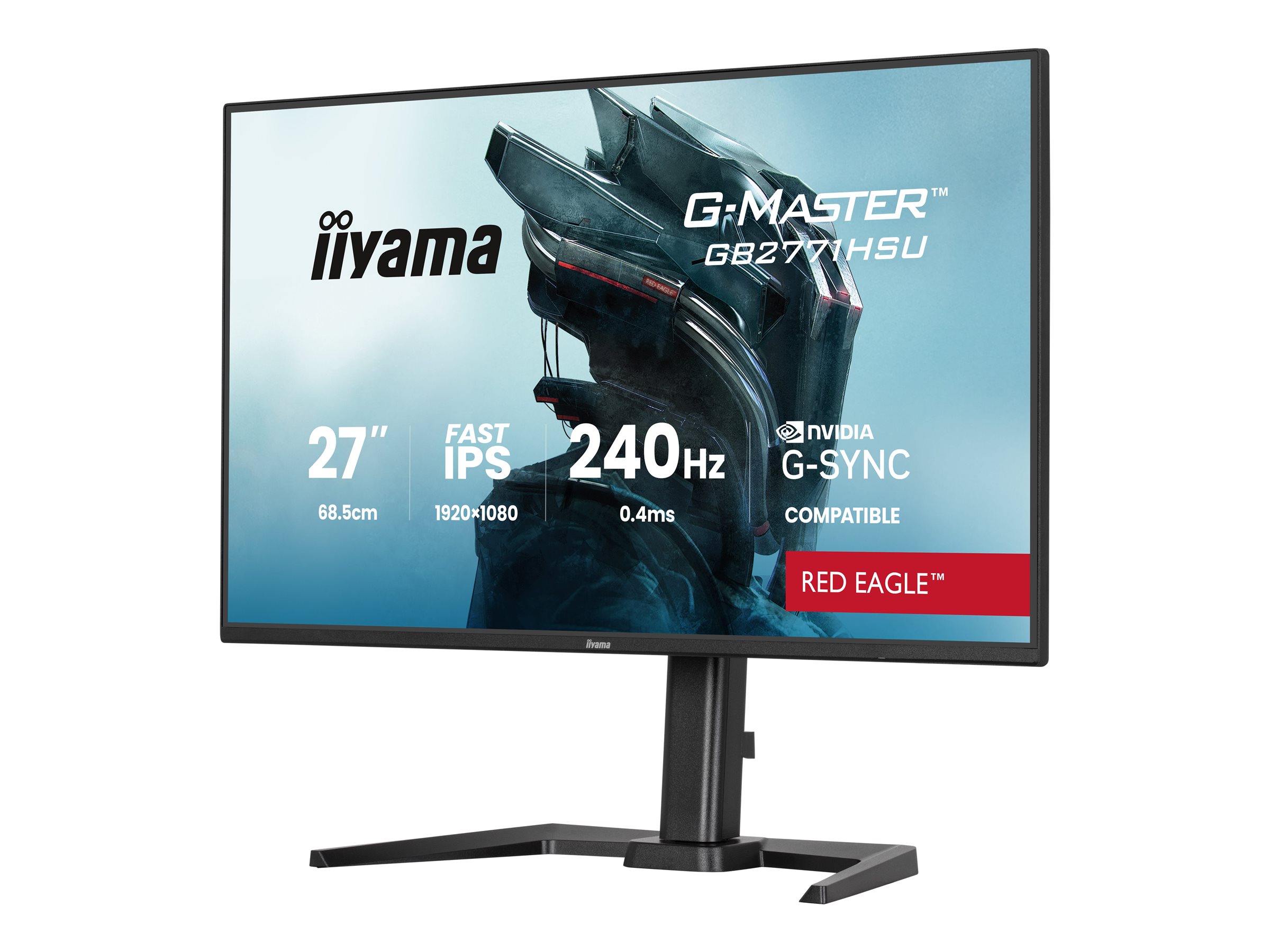 Iiyama G-MASTER Red Eagle GB2771HSU-B1 - LED-Monitor - Gaming - 68.6 cm (27")1920 x 1080 Full HD (1080p) @ 240 Hz - Fast IPS - 350 cd/m² - 1000:1 - 0.4 ms - HDMI - DisplayPort - Lautsprecher - Schwarz