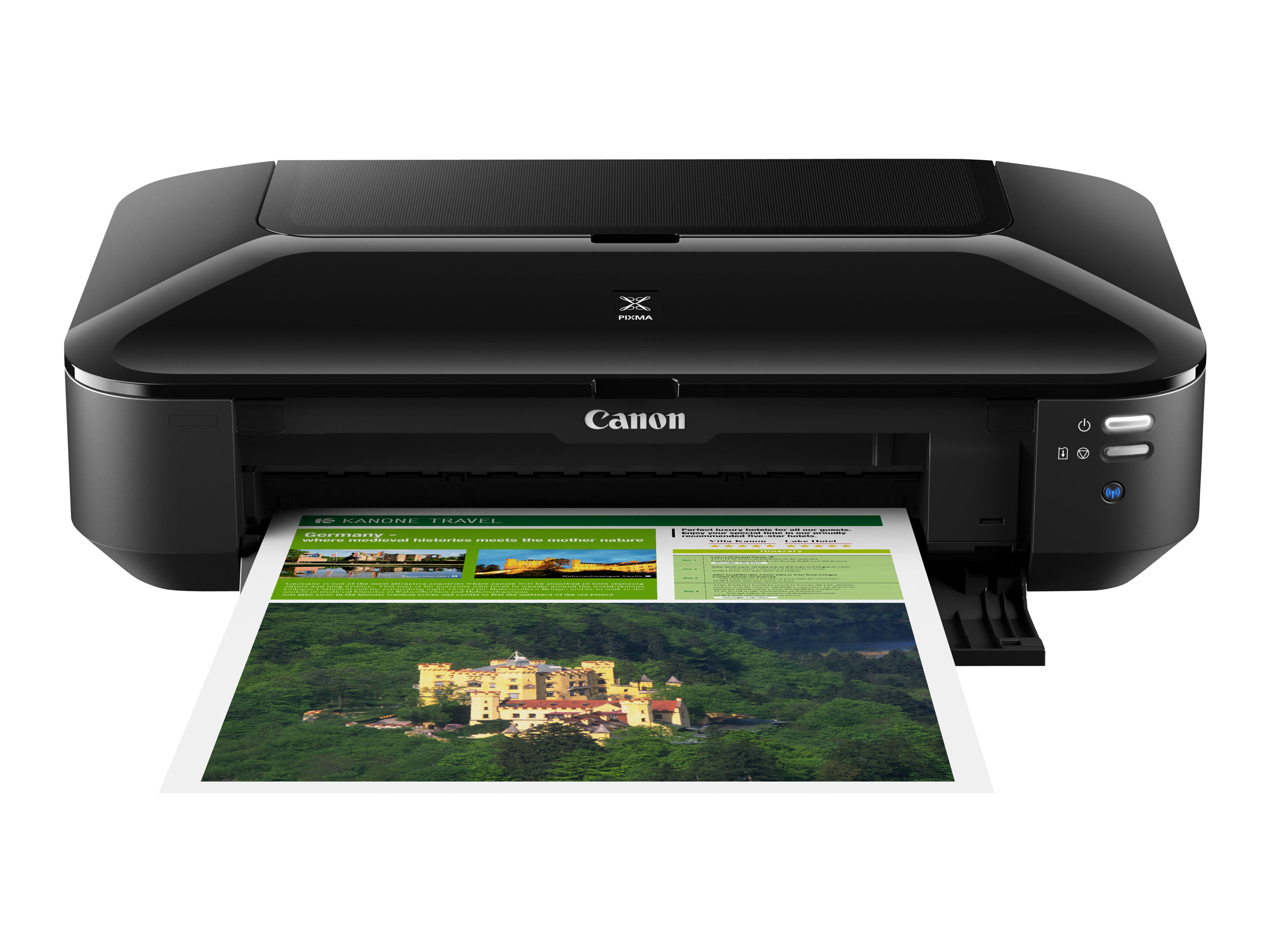 Canon PIXMA iX6850 - Drucker - Farbe - Tintenstrahl - Ledger, A3 Plus - bis zu 14.5 ipm (einfarbig)/ bis zu 10.4 ipm (Farbe) - Kapazität: 150 Blätter - LAN - Wi-Fi(n) - USB 2.0