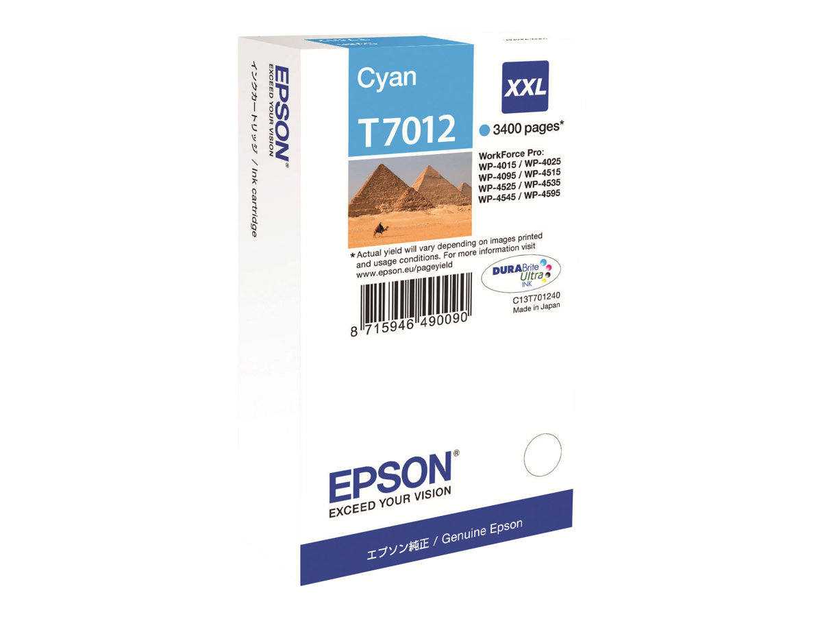Epson T7012 - 34.2 ml - Größe XXL - Cyan - originalBlisterverpackung - Tintenpatrone - für WorkForce Pro WP-4015 DN - WP-4095 DN - WP-4515 DN - WP-4525 DNF - WP-4595 DNF