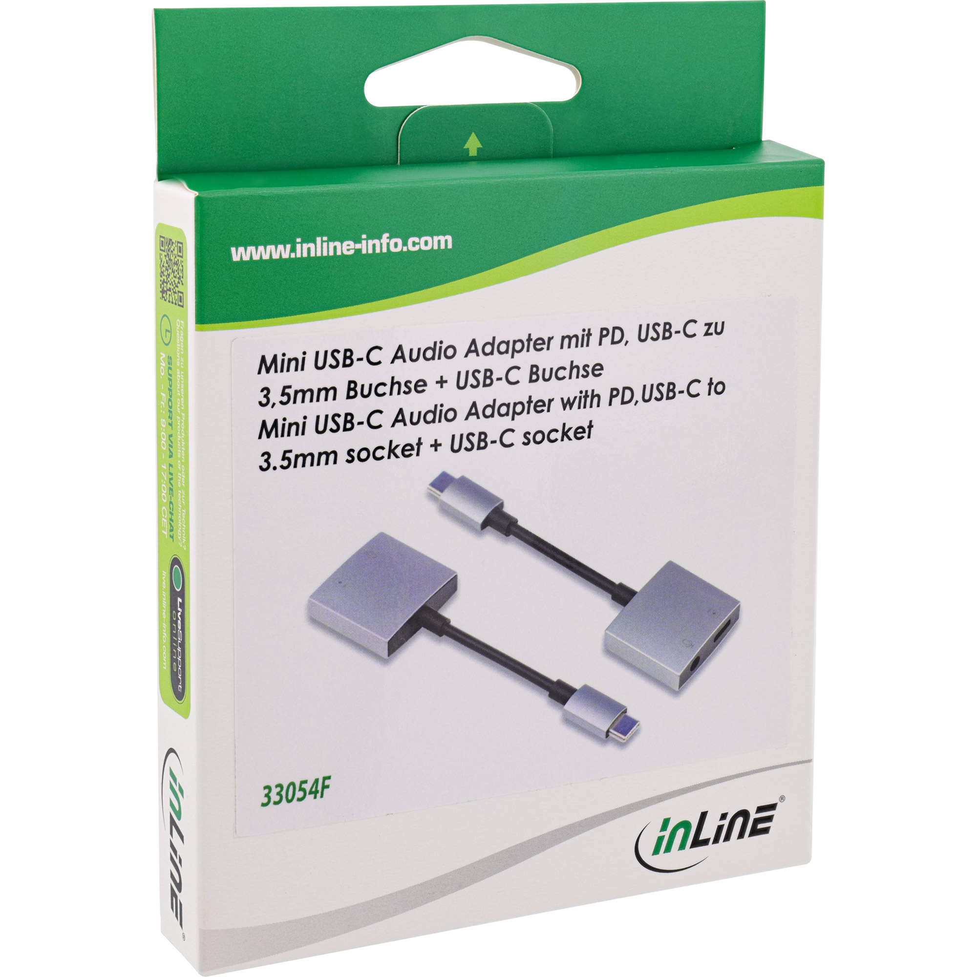 InLine USB-C Audio Adapter - USB-C zu 3,5mm Buchse + PD 30WUSB-C Audio Adapter - USB-C zu 3,5mm Buchse + PD 30W