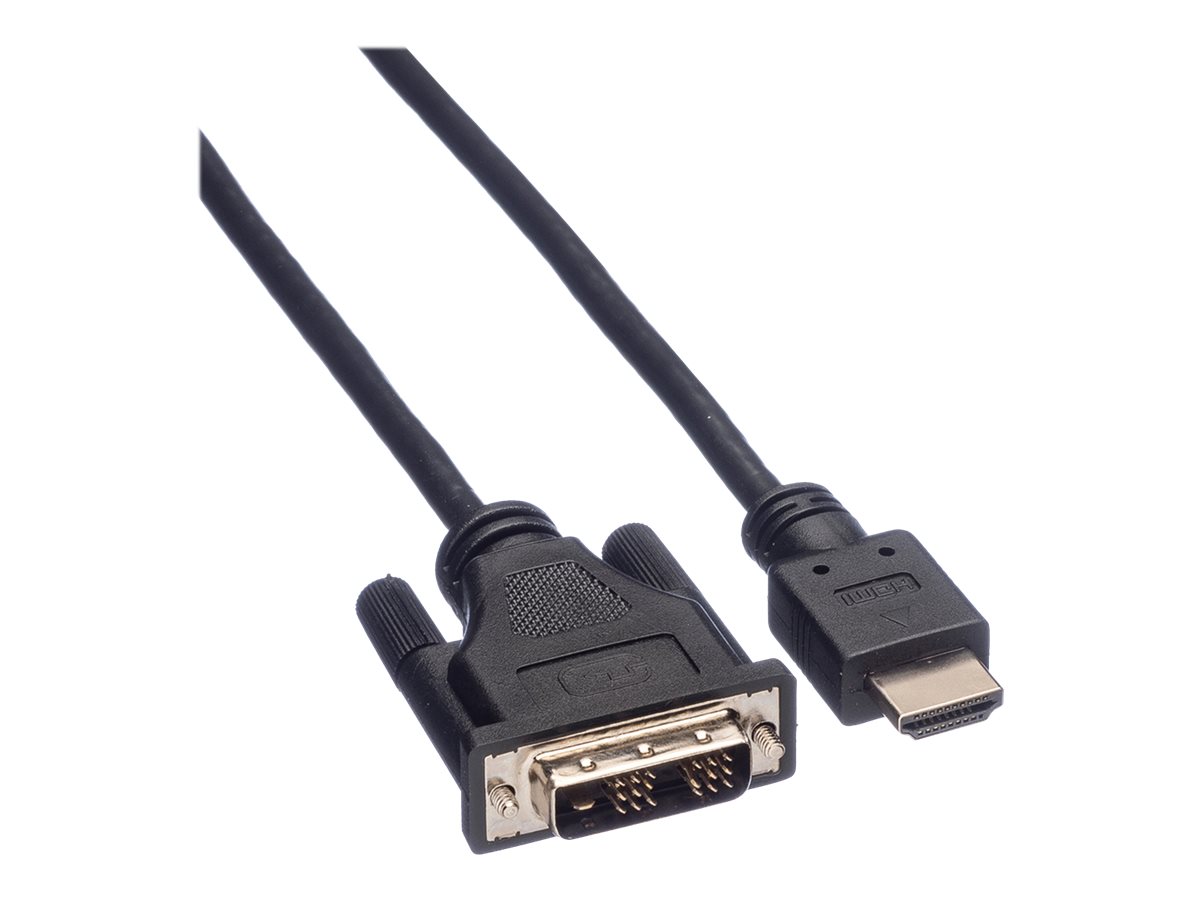 ROLINE Adapterkabel - HDMI männlich zu DVI-Dmännlich - 10 m - abgeschirmt - Schwarz