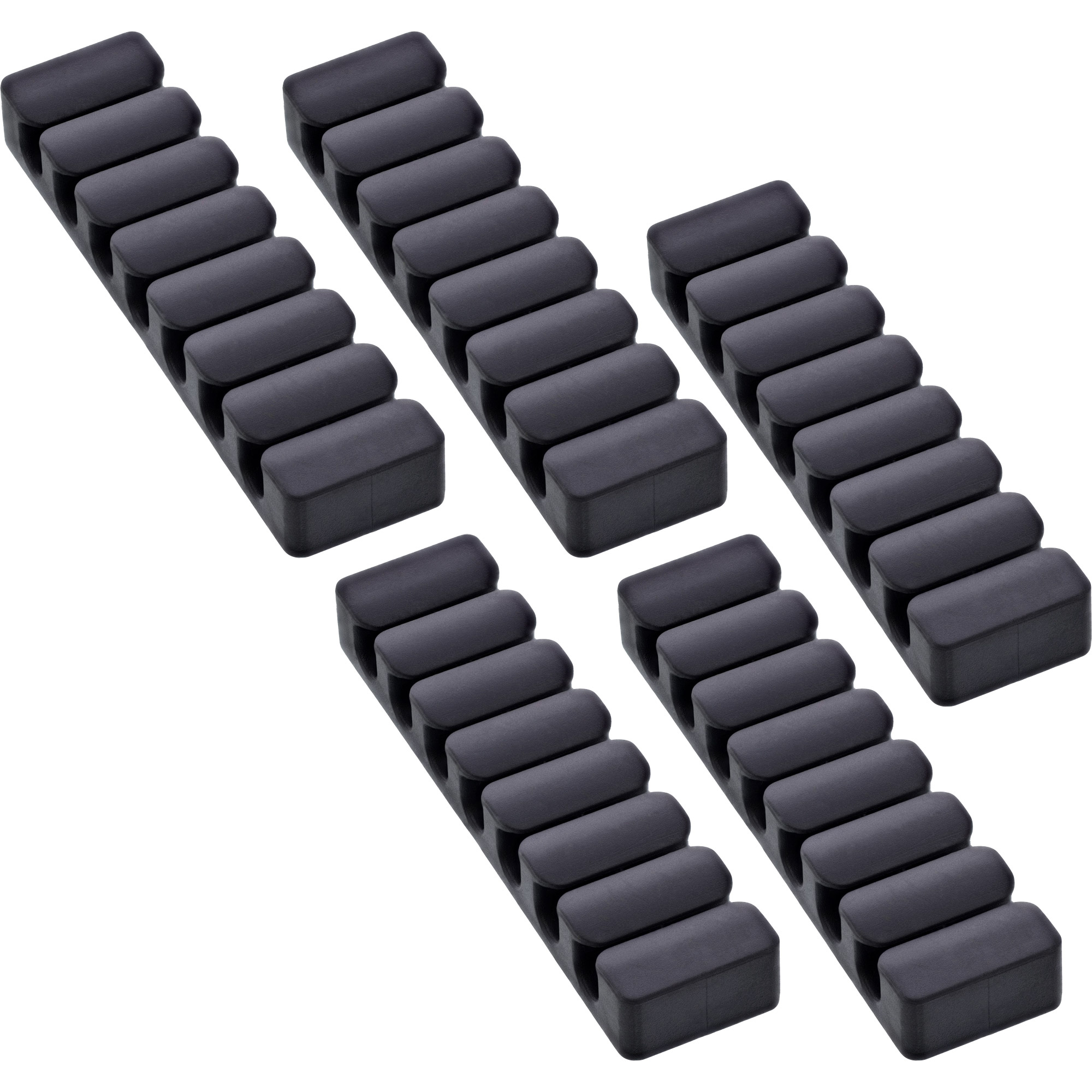 InLine 5er Pack Kabelclip - 7-fach - selbstklebend - schwarz5er Pack InLine Kabelclip - 7-fach - selbstklebend - schwarz