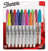 Dymo Sharpie Fine Point - Marker - permanent - verschiedene Farben - alkoholbasierte Tinte - 1 mm - fein (Packung mit 18)