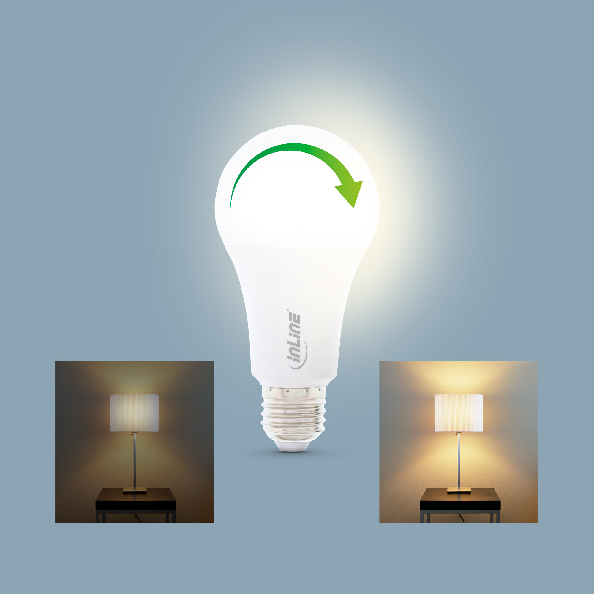 InLine SmartHome LED Lampe RGB E27 - 900LMA+ - RGB/warmweißes Licht/kaltweißes Licht - 2700-6500 K