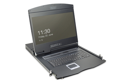 DIGITUS 19" LCD KVM-Konsole, 16-Port CAT 5, US-Tastatur