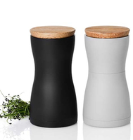 AdHoc Twin MP125, Salz- und Pfeffermühlen-Set, Schwarz, Grau, Kunststoff, Holz, Keramik, Pfeffer, Salz, 133 mm