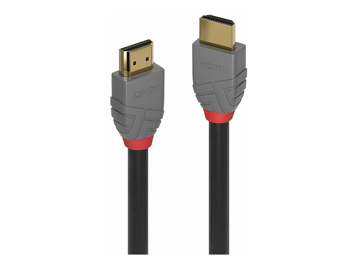 Lindy Anthra Line - Ultra High Speed - HDMI-Kabel mit Ethernet - HDMI männlich zu HDMI männlich - 1 m - Dreifachisolierung - Schwarz - rund, Unterstützung für Dolby DTS-HD Master Audio, Unterstützung
