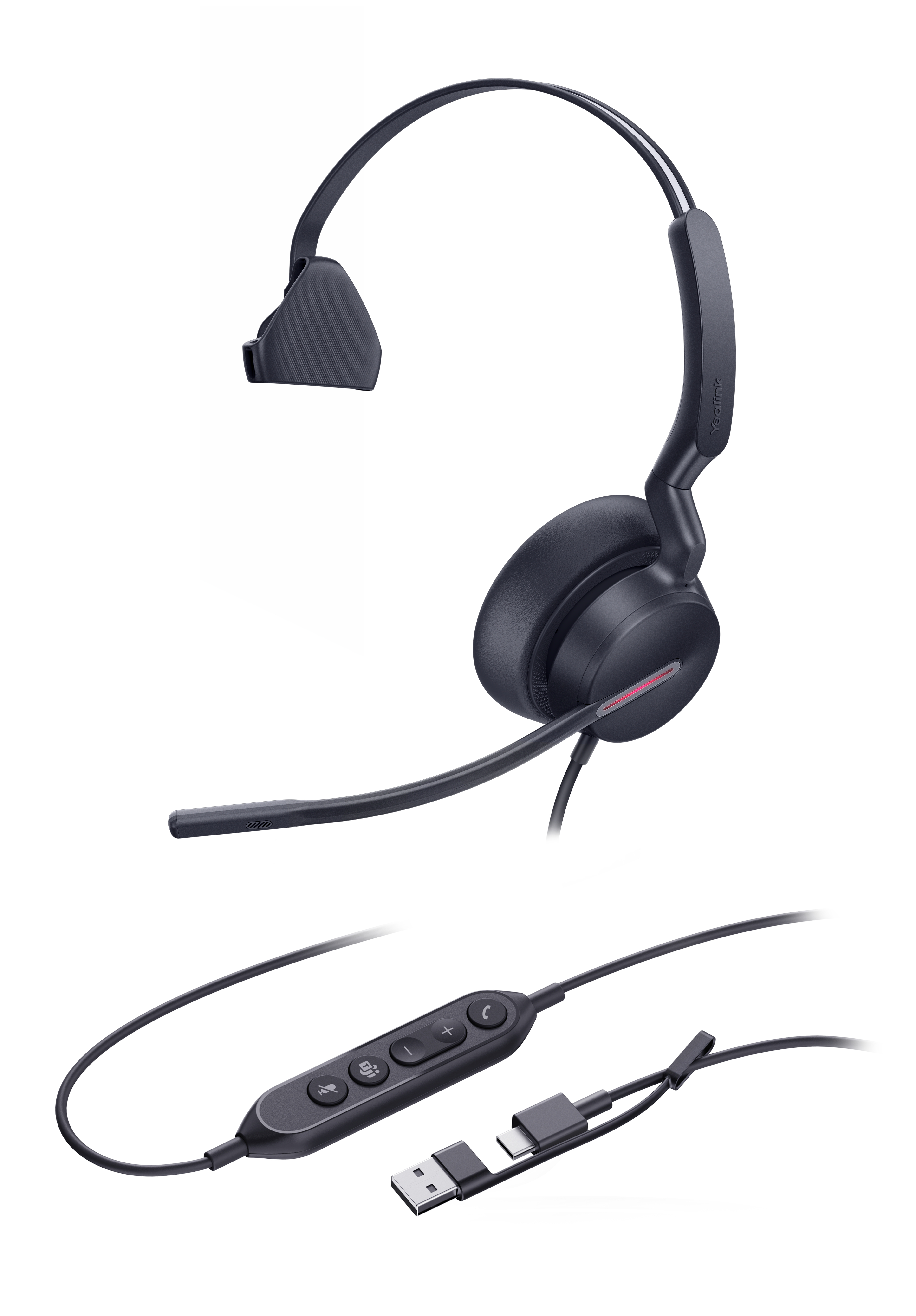 Yealink UH46 Mono - Headset - On-Ear - kabelgebundenUSB-A - USB-C - Zertifiziert für Microsoft Teams