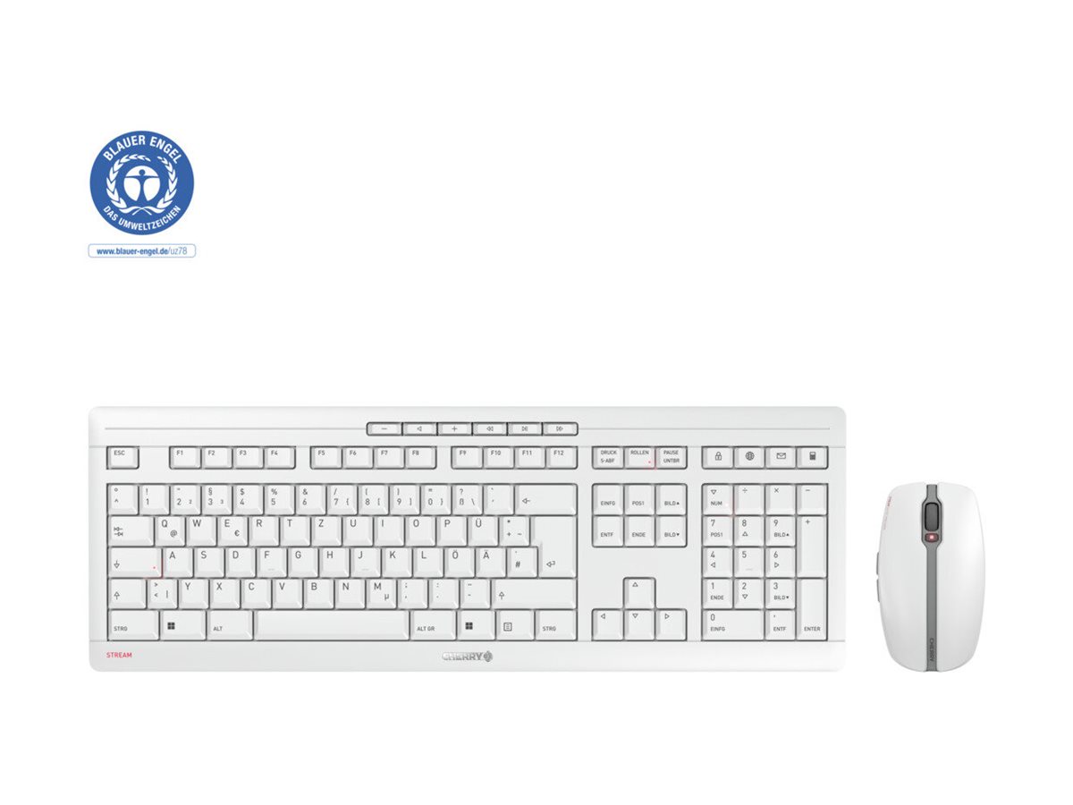 Cherry STREAM DESKTOP - Tastatur-und-Maus-Setkabellos - 2.4 GHz - Deutsch - Tastenschalter: CHERRY SX - Pale Gray