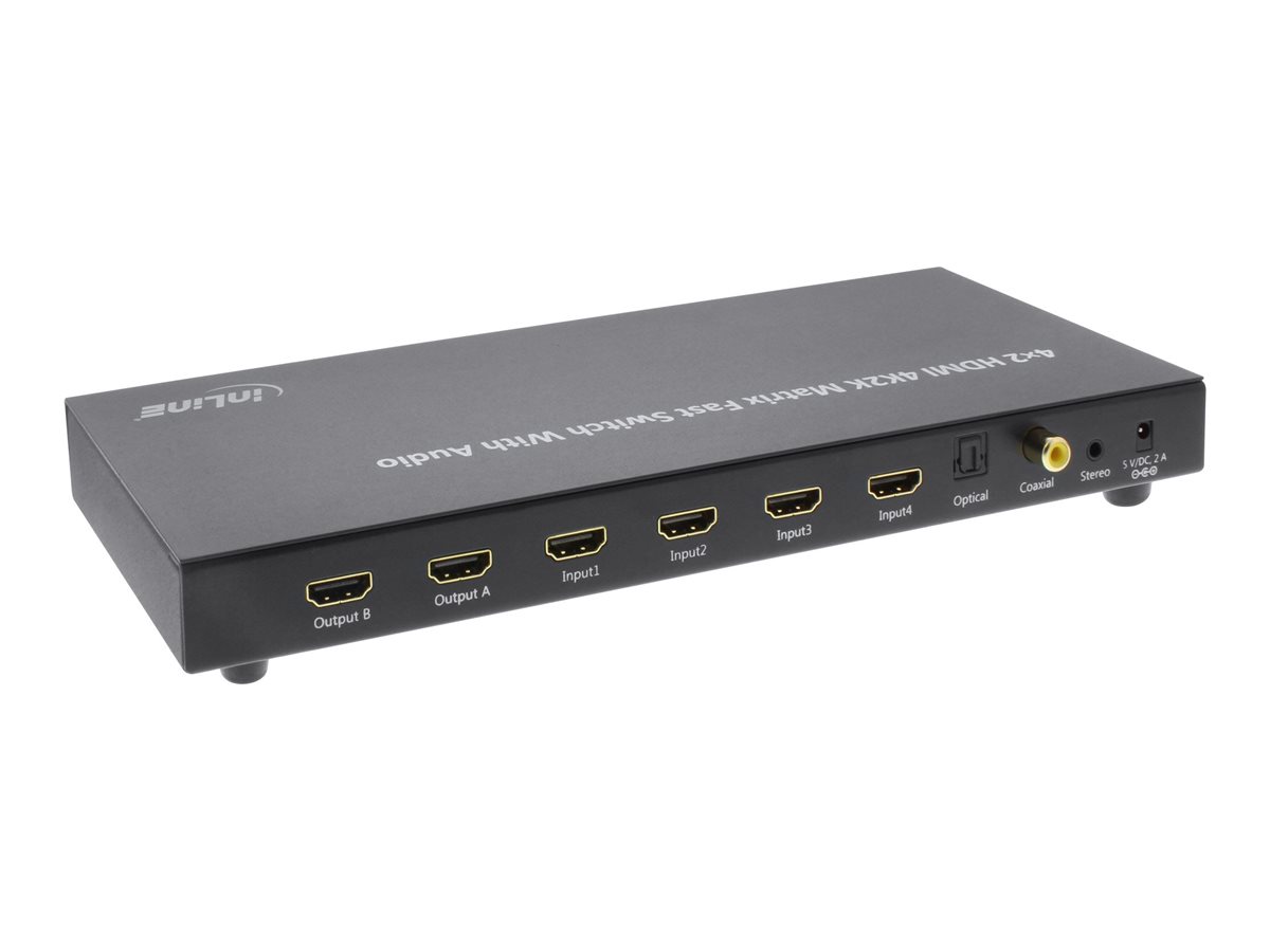 InLine HDMI Matrix Switch / Umschalter - 4K2K - 4 Eingänge auf 2 Ausgängeto 2 Output ports - Video/Audio-Schalter - Desktop