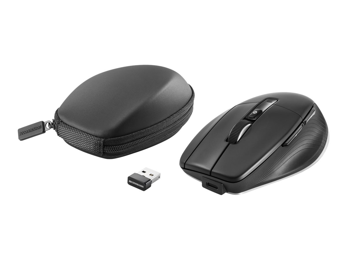 3Dconnexion CadMouse Pro Wireless - Maus - ergonomisch - 7 Tasten - kabellos - Bluetooth, 2.4 GHz - kabelloser Empfänger (USB)Optisch - 7 Tasten - Bluetooth - USB Typ C - Mausrad - Schwarz - England -
