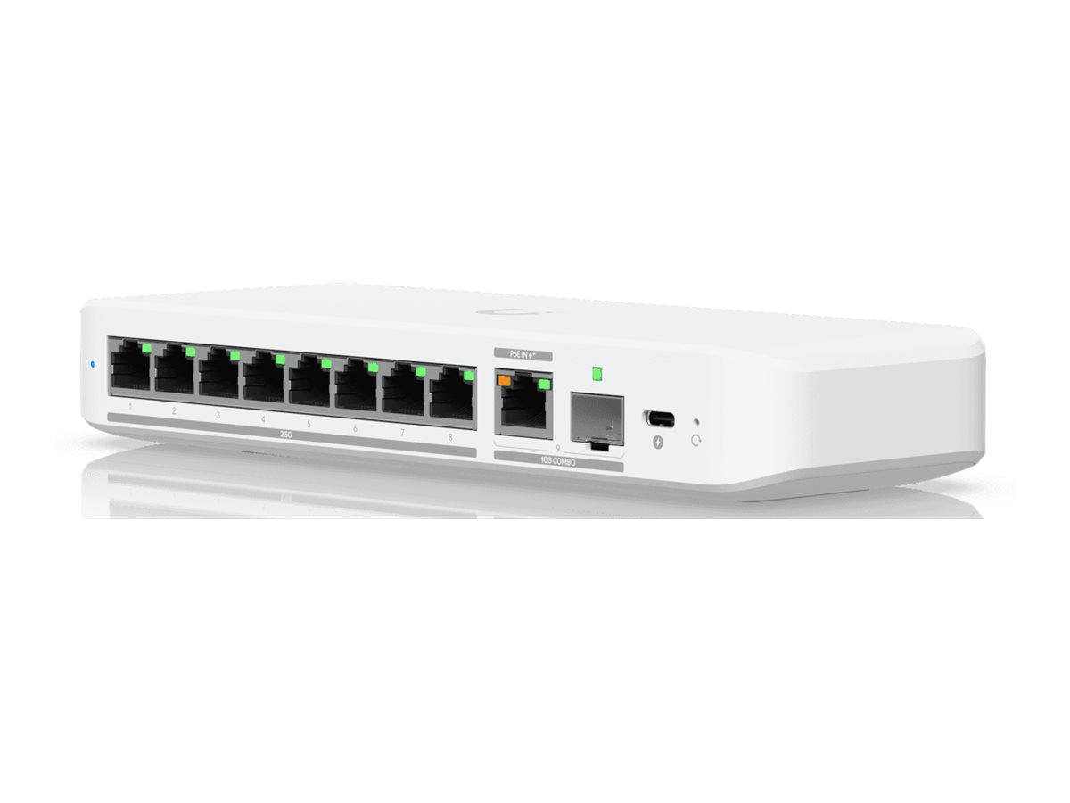 Ubiquiti UniFi Flex 2.5G - Switch - managed8 x 2.5GBase-T + 1 x 10Gb Ethernet + 1 x 10Gb Ethernet SFP+ - Desktop - wandmontierbar - an DIN-Schiene montierbar - PoE+