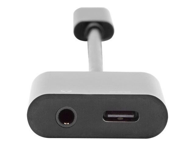 DIGITUS USB-C Adapter / Konverter, USB-C auf USB-C  + 3.5mm KlinkeUSB-C männlich zu mini-phone stereo 3.5 mm - USB-C weiblich - 20 cm - Schwarz