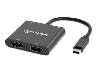 Manhattan Videoadapter - USB-C männlich zu USB, HDMI, 16-poliger USB-C weiblich - 15 cm - Schwarz - USB-Stromversorgung (100 W)4K60Hz-Unterstützung