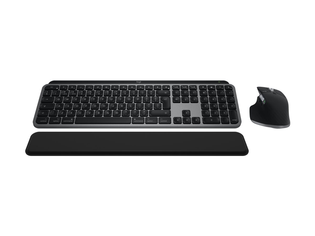 Logitech Master Series MX Keys S Combo for MacTastatur-und-Maus-Set - full size - hinterleuchtet - kabellos - Bluetooth LE - QWERTZ - Deutsch - Space-grau