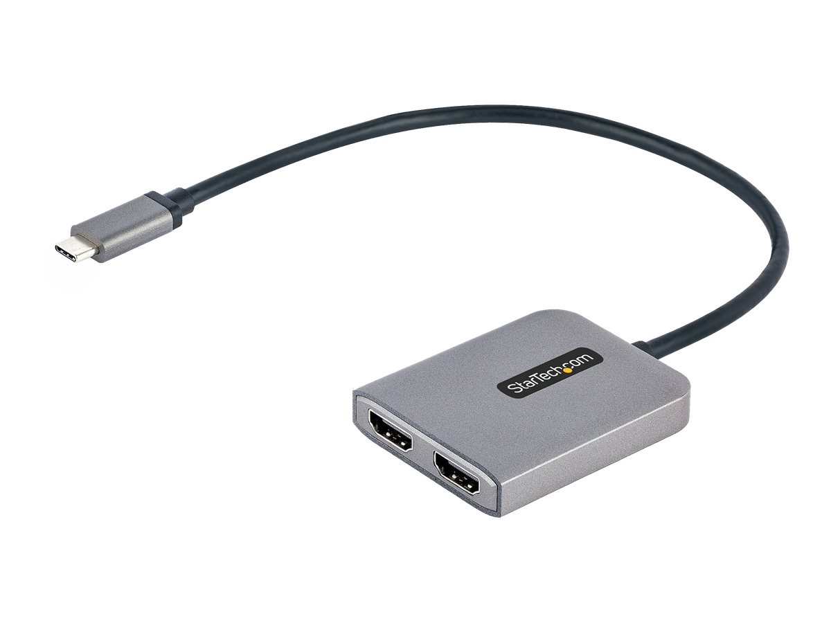 StarTech.com 2-Port USB-C auf HDMI Adapter, MSTHub/Splitter - 4K 60Hz - Videoadapter - USB-C männlich zu HDMI weiblich - Grau