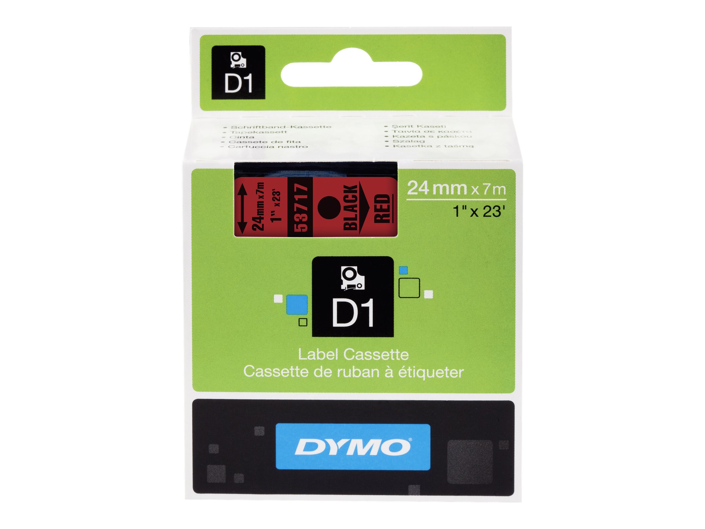 Dymo D1 - Selbstklebend - schwarz auf rot - Rolle (2,4 cm x 7 m)1 Kassette(n) Etikettenband - für LabelMANAGER 500TS - PnP