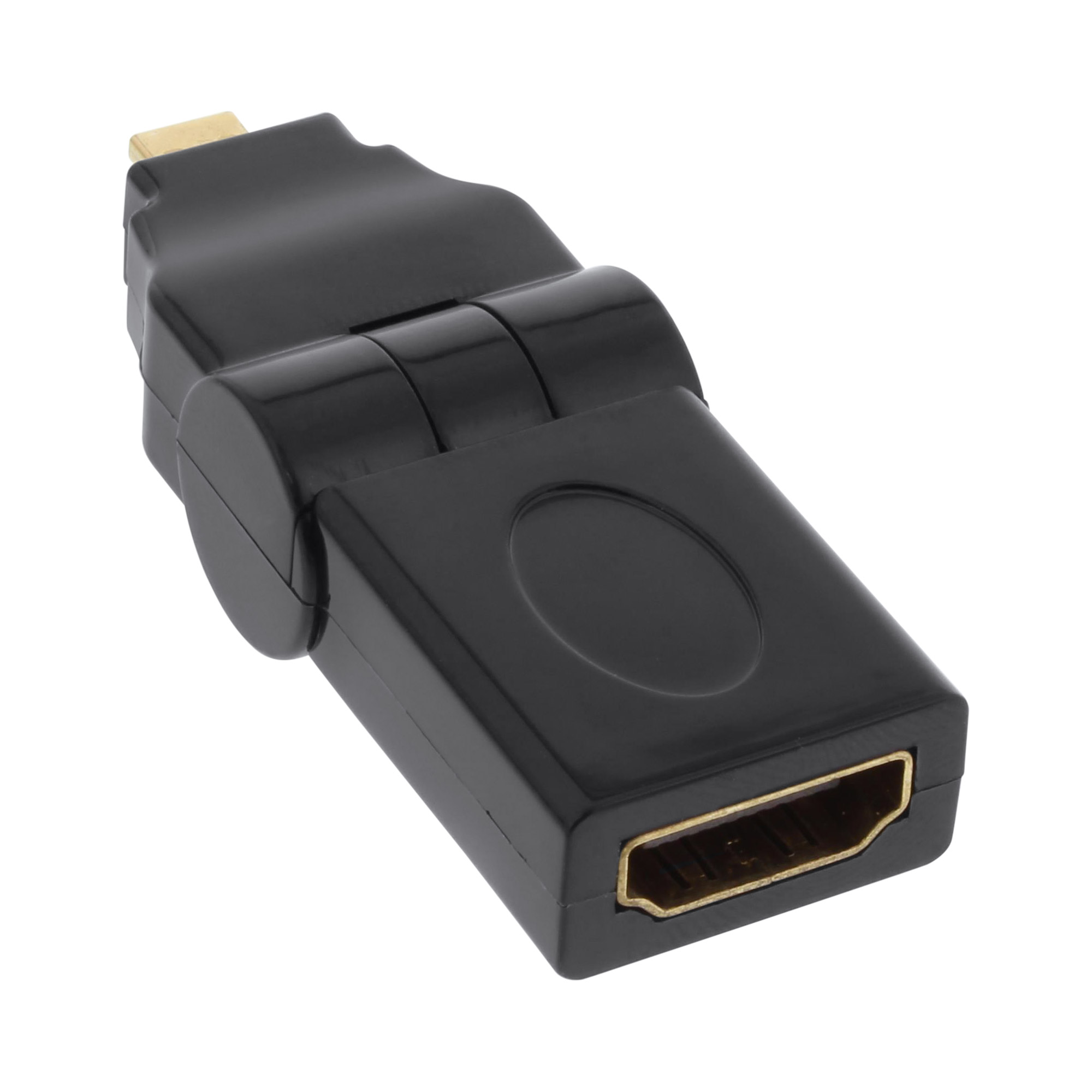 InLine HDMI Adapter - HDMI A Buchse auf Micro HDMI D Stecker - flexibel - 4K2KD männlich zu HDMI weiblich - Schwarz - 180° drehbarer Stecker