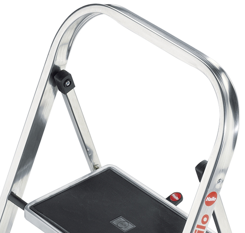 Hailo K30 - Stufenleiter - 3 Stufen - Arbeitshöhe:2.45 m - Aluminium - Aluminium mit schwarzen Stufen