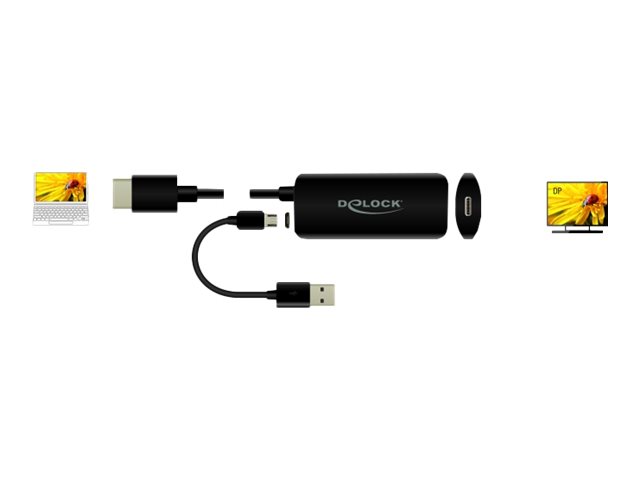 Delock Videoadapter - HDMI, Mikro-USB Typ B (nur Strom)zu USB-C weiblich - 24 cm - Schwarz - Unterstützung für 4K60Hz (3840 x 2160) - Lontium LT6711A chipset
