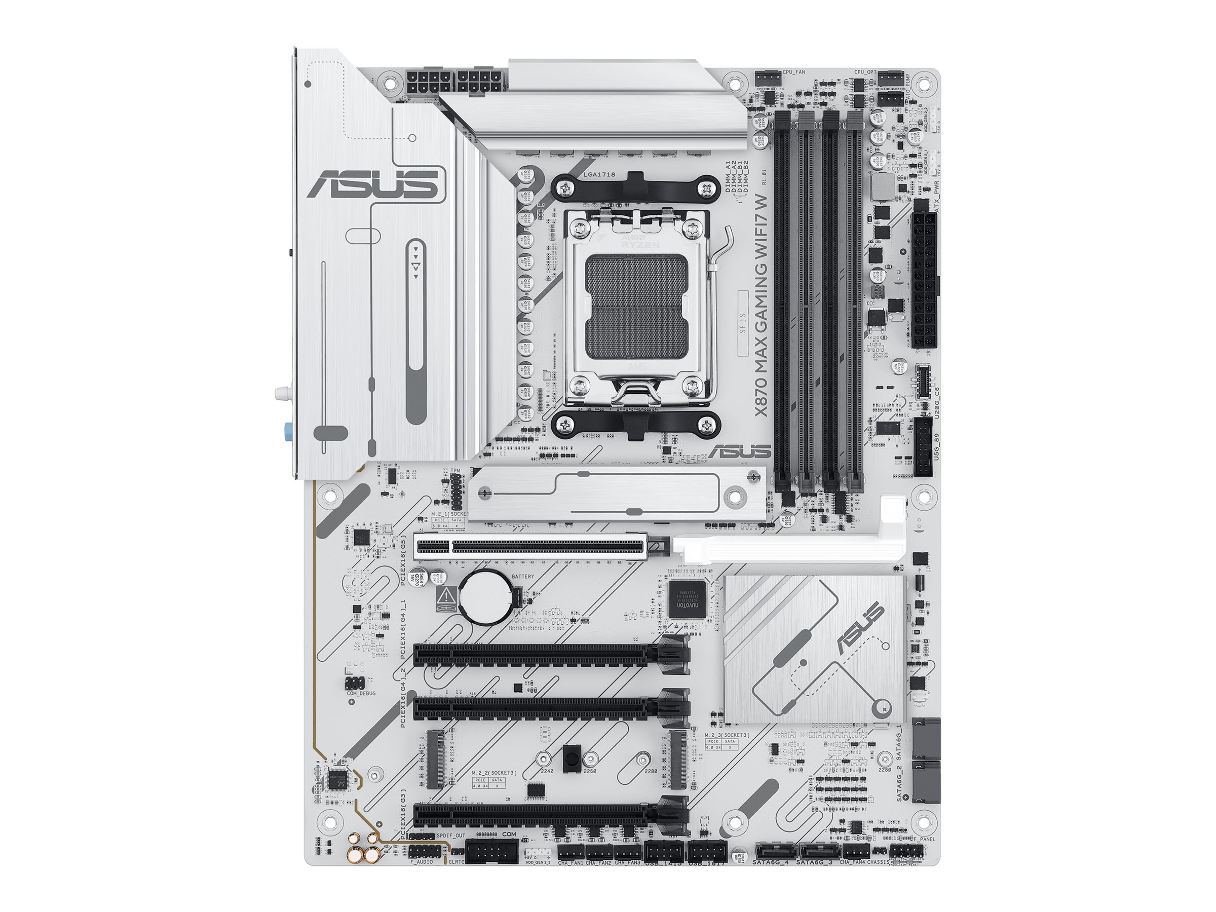 ASUS X870 MAX GAMING WIFI7 W - Motherboard - ATX - Socket AM5 - AMD X870 Chipsatz - USB4, USB-C 3.2 Gen 2x2, USB 3.2 Gen 2, USB 3.2 Gen 1 - Wi-Fi 7, 2.5 Gigabit LAN, Bluetooth - Onboard-Grafik (CPU er